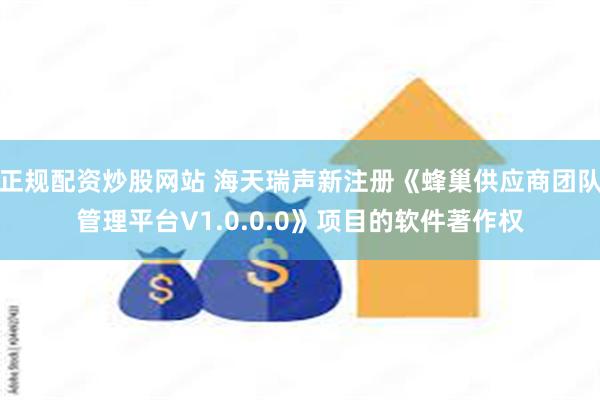 正规配资炒股网站 海天瑞声新注册《蜂巢供应商团队管理平台V1.0.0.0》项目的软件著作权