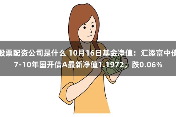 股票配资公司是什么 10月16日基金净值：汇添富中债7-10年国开债A最新净值1.1972，跌0.06%