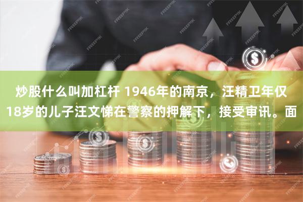 炒股什么叫加杠杆 1946年的南京，汪精卫年仅18岁的儿子汪文悌在警察的押解下，接受审讯。面